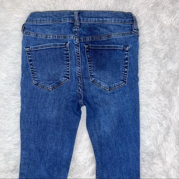 FREE PEOPLE Distressed Button Fly Blue Denim Skinny Jeans 26 - Picture 11 of 15